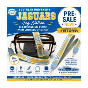 Southern University Jaguars Clear Stadium Purse with Adjustable Crossbody Strap Pre-Sale
