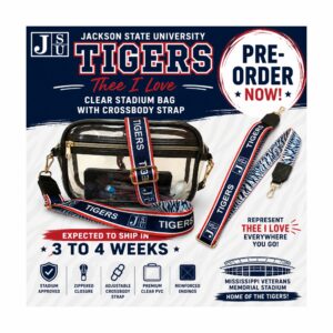 Jackson State University Tigers Clear Stadium Purse and Crossbody Strap Combo