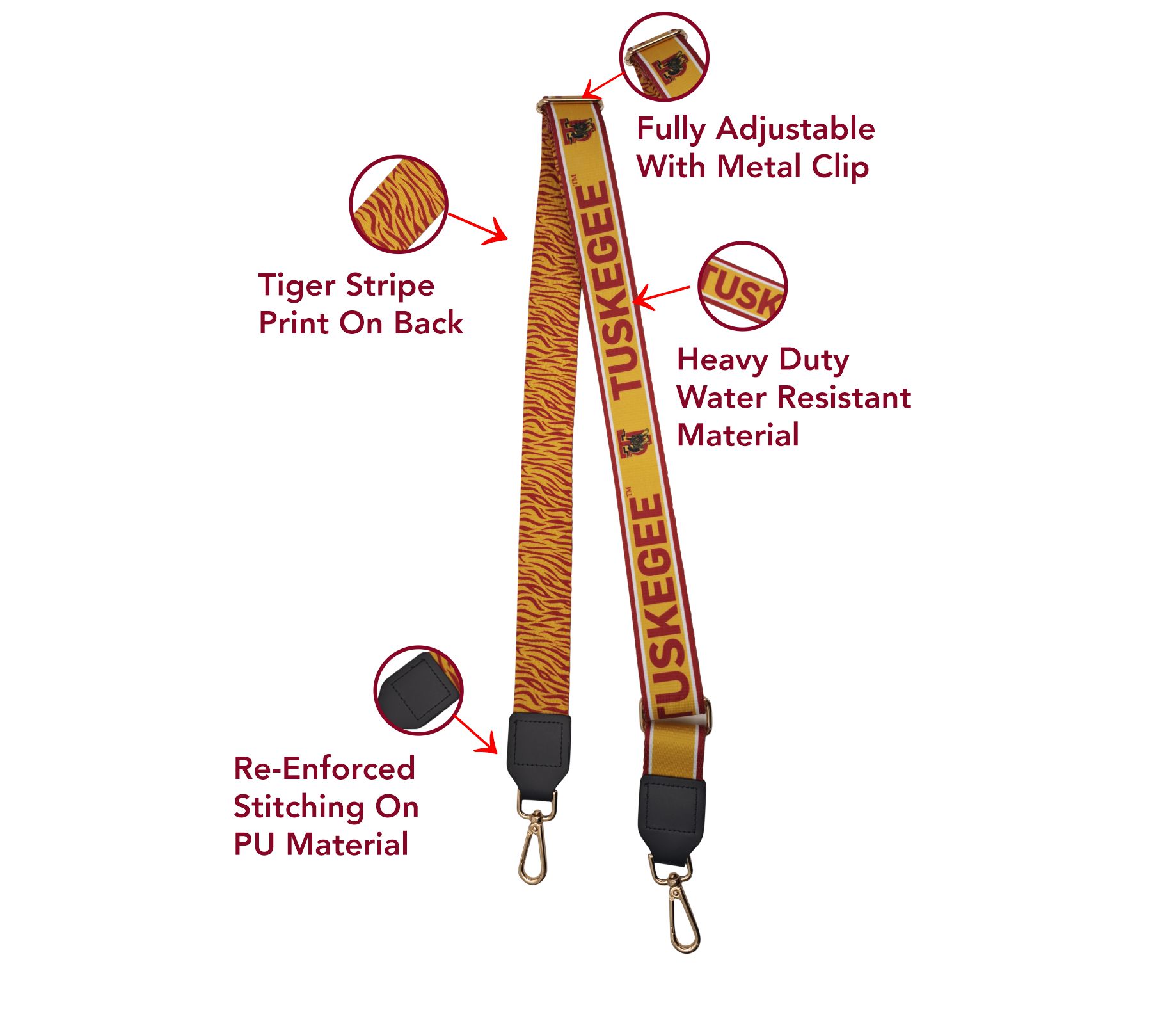 Tuskegee University Clear Bag & Reversible Crossbody Strap - Image 3